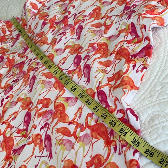 Pappagallo Cotton Flamingo Print Dress Sleeveless Womens 12  Pink Party Sundress - Picture 10 of 17